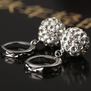 Sterling Silver Disco Ball Bling Leverback Earring